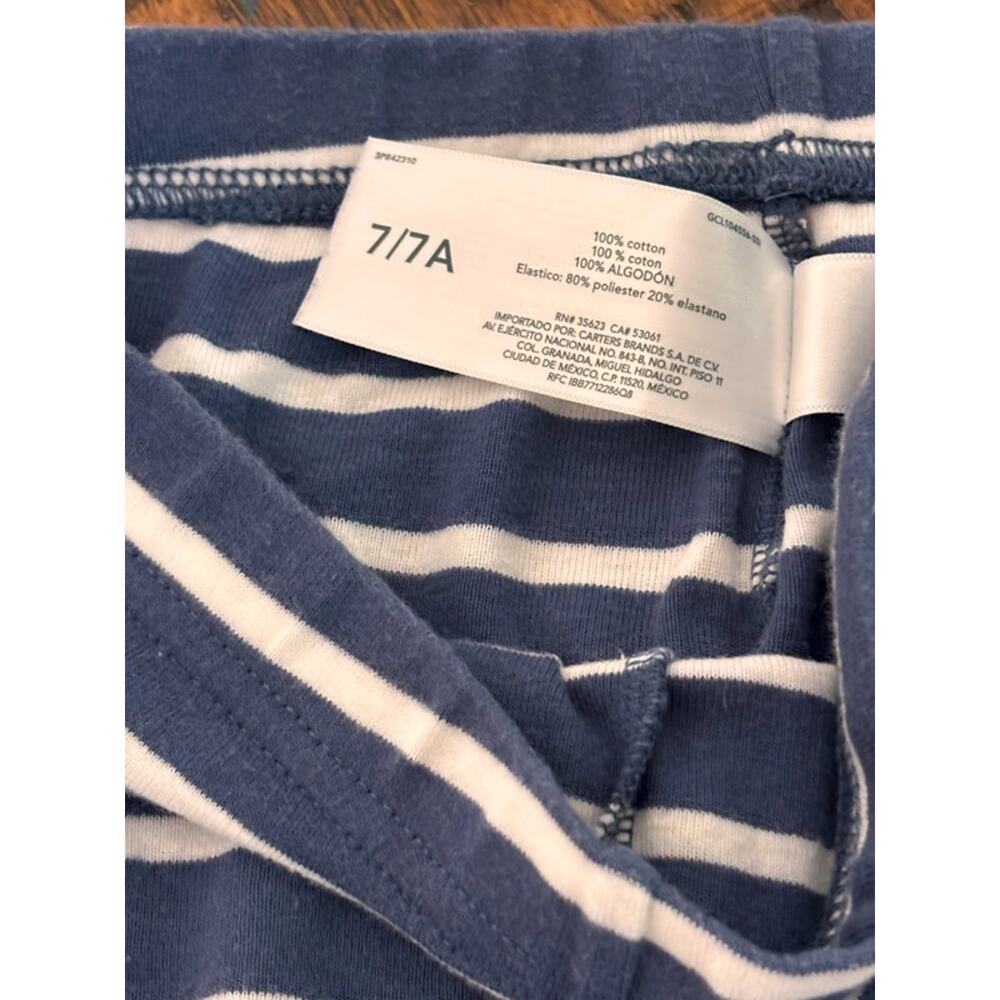 Carter's Boys Pizza Pajama set Snug Fit Long Sleeve Pants Gray/Blue 7 7A - Picture 8 of 9
